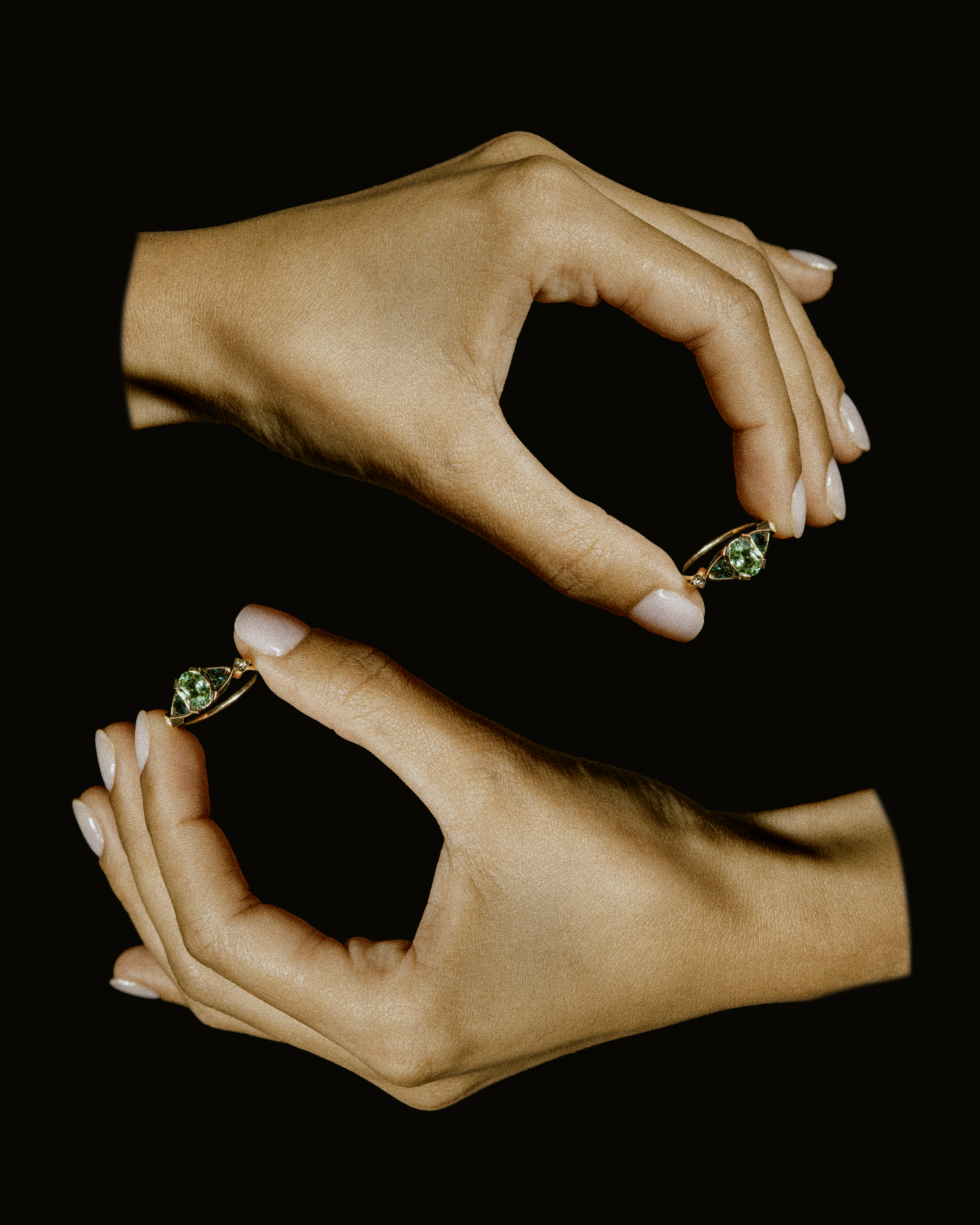BAGUE HERA SAPHIR VERT ET TOURMALINES  Monsieur Paris