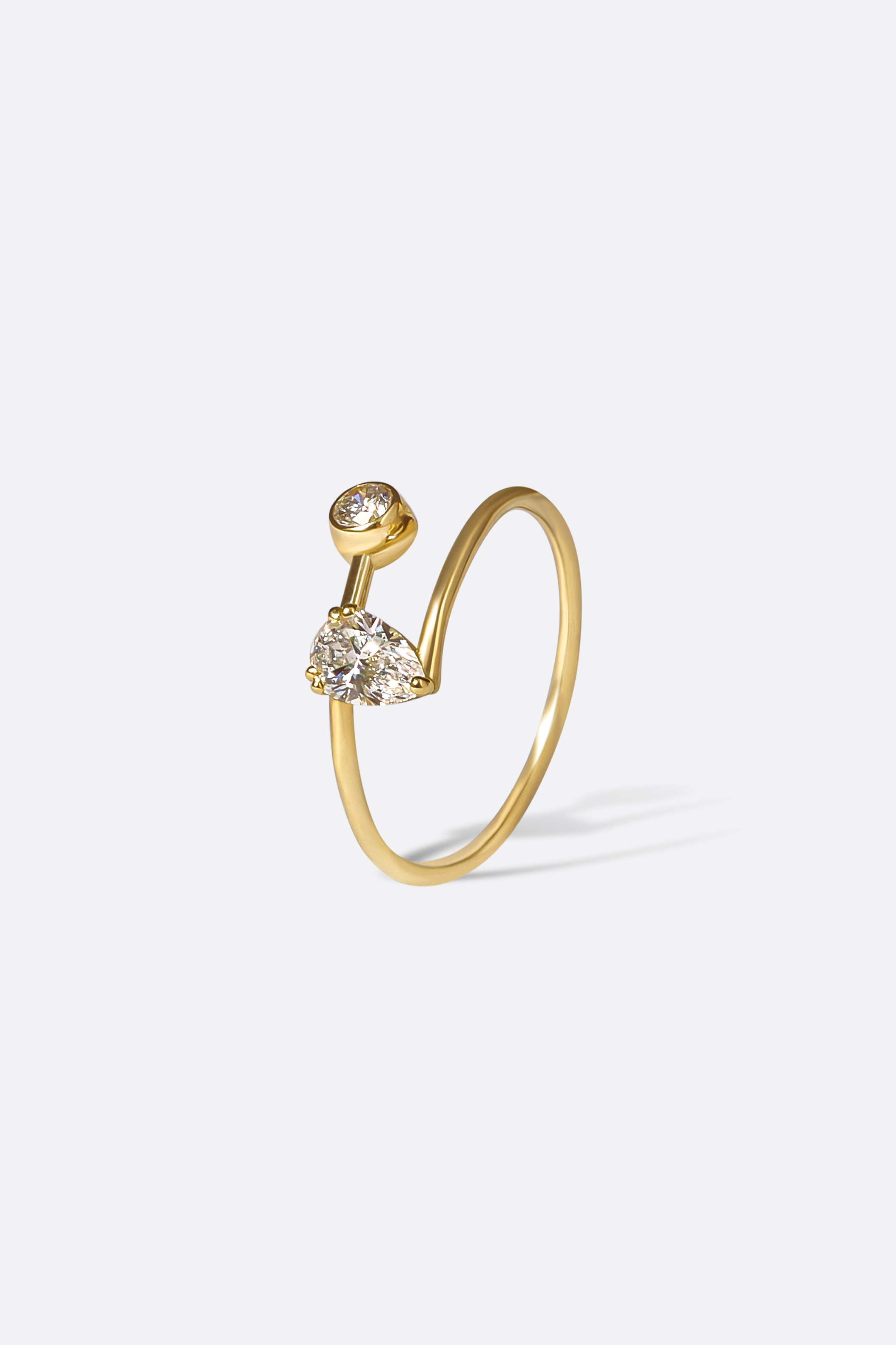 Bague Aina en or jaune et diamants, style toi et moi
